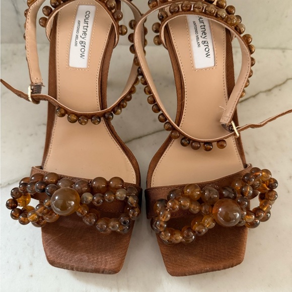 Brown Beaded Sandals - Picture 2 of 5